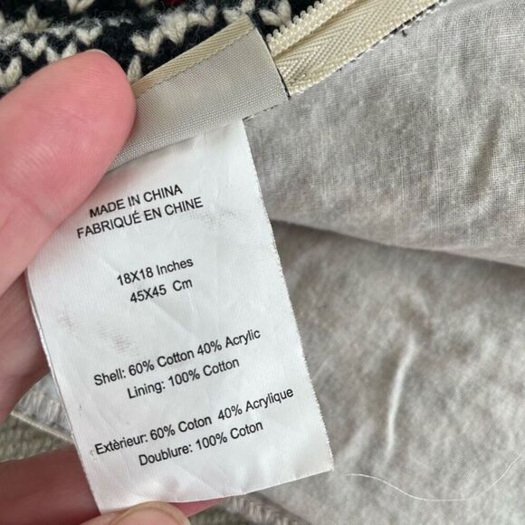 Pottery Barn Lexington Fair Isle Sweater Knit Square Pillow Cover Black Red - Picture 8 of 9